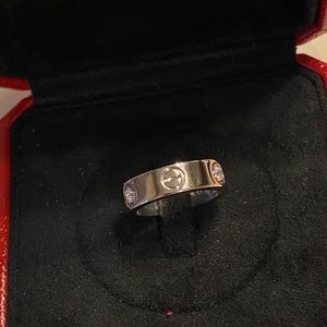 Cartier 3 diamond love ring white gold size 49